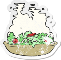 retro distressed sticker of a cartoon salad png