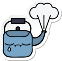 sticker of a cute cartoon steaming kettle png