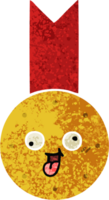 médaille d'or de dessin animé de style illustration rétro png