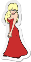 sticker of a cartoon pretty woman in dress png