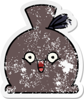 distressed sticker of a cute cartoon sack png