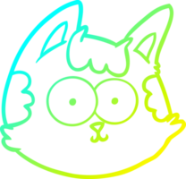 frio gradiente linha desenhando do uma desenho animado gato face png