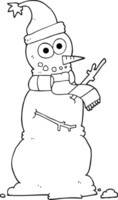 black and white cartoon snowman png