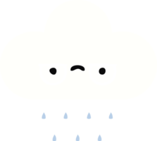 flat color retro cartoon rain cloud png