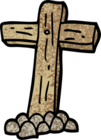 cruz de madeira dos desenhos animados de ilustração texturizada grunge png