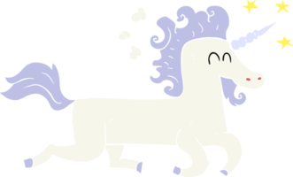 flat color illustration of a cartoon unicorn png
