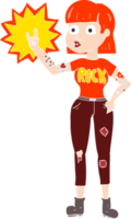 ilustração de cor lisa de uma garota de rock de desenho animado png