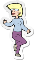 sticker of a cartoon woman waving png