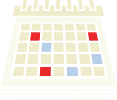 calendrier de travail de dessin animé rétro couleur plate png