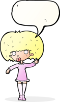cartoon waving girl with speech bubble png