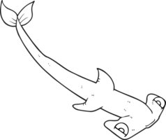 black and white cartoon hammerhead shark png