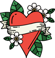 tattoo in traditional style of a heart and banner png