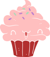 lindo cupcake helado de dibujos animados de estilo de color plano png