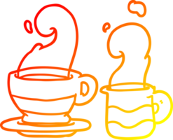 warm gradient line drawing of a cup of coffee png