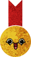 medalha de ouro dos desenhos animados de estilo de ilustração retrô png