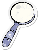 distressed sticker cartoon doodle of a magnifying glass png