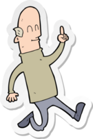 sticker of a cartoon bald man with idea png