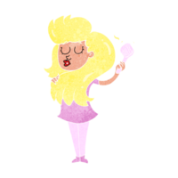 retro cartoon woman brushing hair png