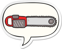 cartoon chainsaw with speech bubble sticker png