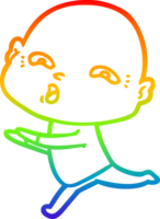 rainbow gradient line drawing of a cartoon nervous man png