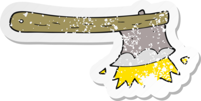 retro distressed sticker of a cartoon striking axe png