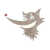 retro cartoon grinning wolf face png