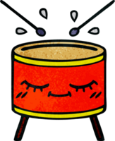 tambor de dibujos animados de textura grunge retro png