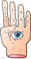 main effrayante de dessin animé avec globe oculaire png