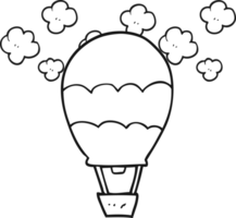 black and white cartoon hot air balloon png