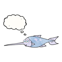 pensamiento burbuja texturizado dibujos animados pez espada png