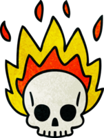 quirky hand drawn cartoon skull png