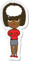 sticker of a cartoon woman with folded arms imagining png