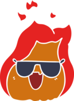 cartoon kawaii flames in shades png