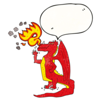 speech bubble textured cartoon happy dragon breathing fire png