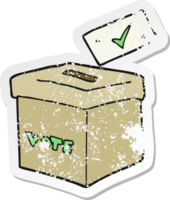 retro distressed sticker of a cartoon ballot box png