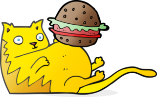 tekenfilm dik kat met hamburger png