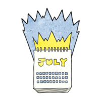 textured cartoon calendar showing month of July png