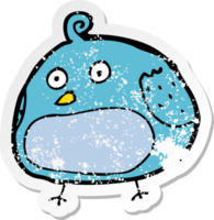 retro distressed sticker of a cartoon fat bird png