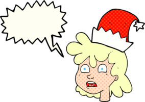 comic book speech bubble cartoon woman wearing christmas hat png