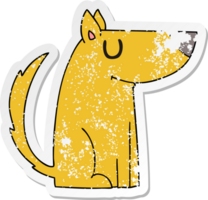 distressed sticker of a quirky hand drawn cartoon dog png