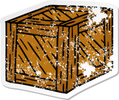 doodle de dessin animé d'autocollant en détresse d'une caisse en bois png