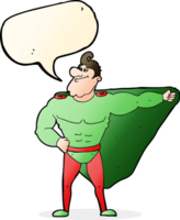 super-héros de dessin animé drôle avec bulle de dialogue png