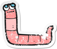 retro noodlijdende sticker van een tekenfilmworm png