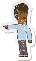 Retro-Distressed-Aufkleber eines Cartoon-Mannes, der zeigt png