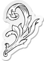 adesivo di un tradizionale vortice floreale disegnato a mano png