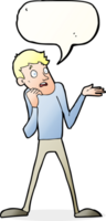 cartoon nervous man with speech bubble png