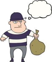 thought bubble cartoon burglar with loot bag png