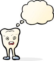 cartoon happy tooth with thought bubble png