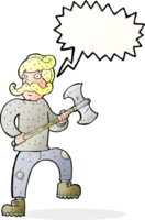 cartoon man with axe with speech bubble png