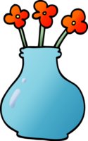 cartoon doodle vase with flowers png